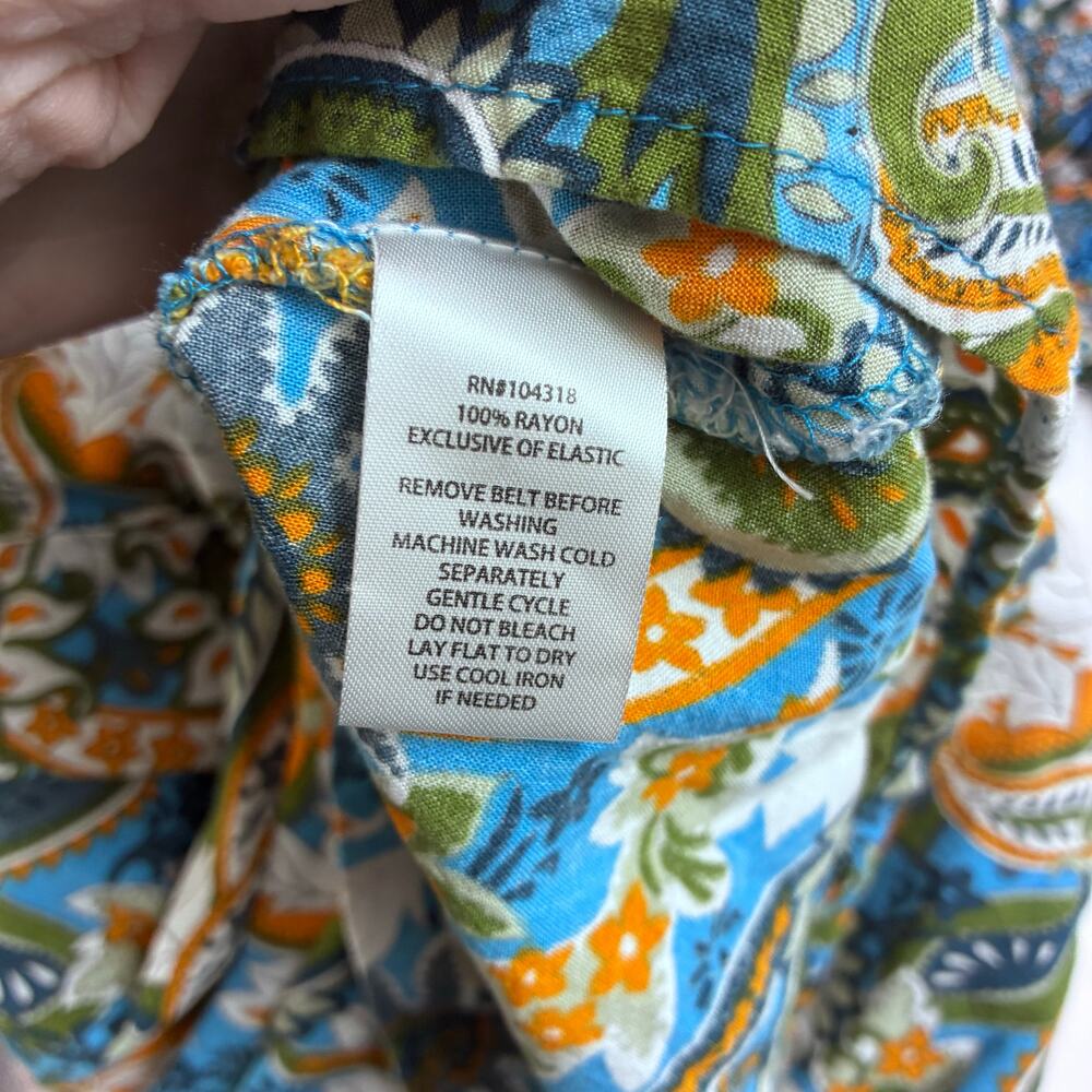 Harlow & Rose Paisley Floral Maxi Dress Womens XL Blue Fit Flare Peasant Cottage - Picture 11 of 12